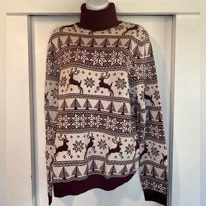 ASOS Turtleneck Sweater in Maroon and Cream, NWOT
